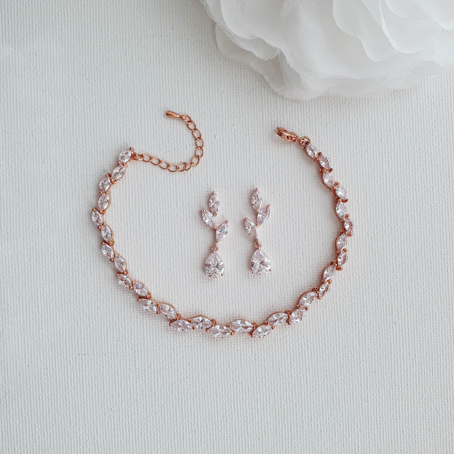 Rose Gold Bridal Party Jewellery Set-Taylor