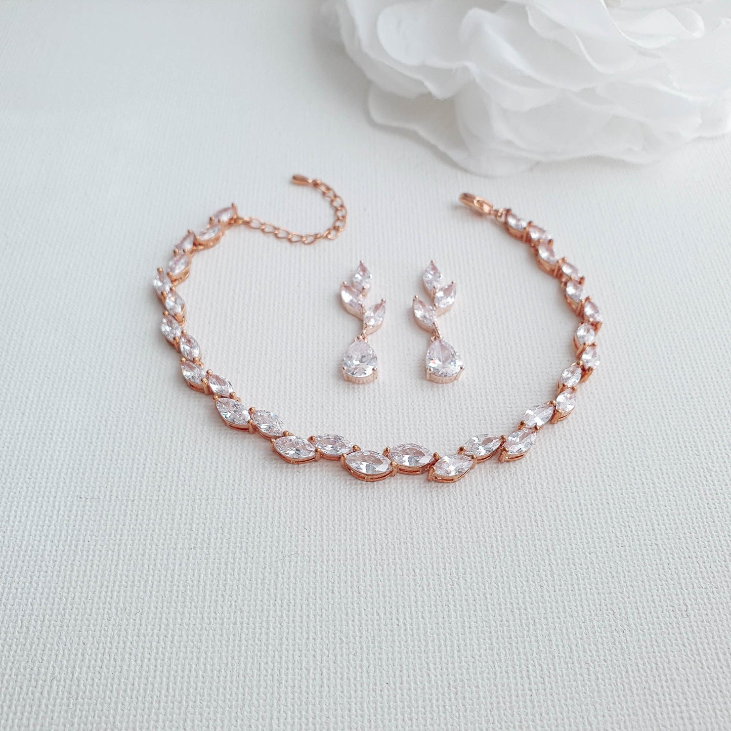 Rose Gold Bridal Party Jewellery Set-Taylor