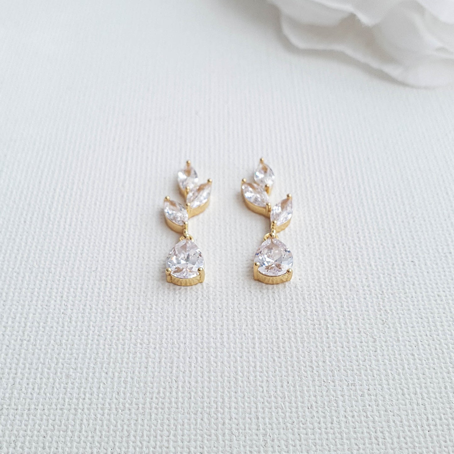 Small Leaf Rose Gold Drop Earrings-Taylor