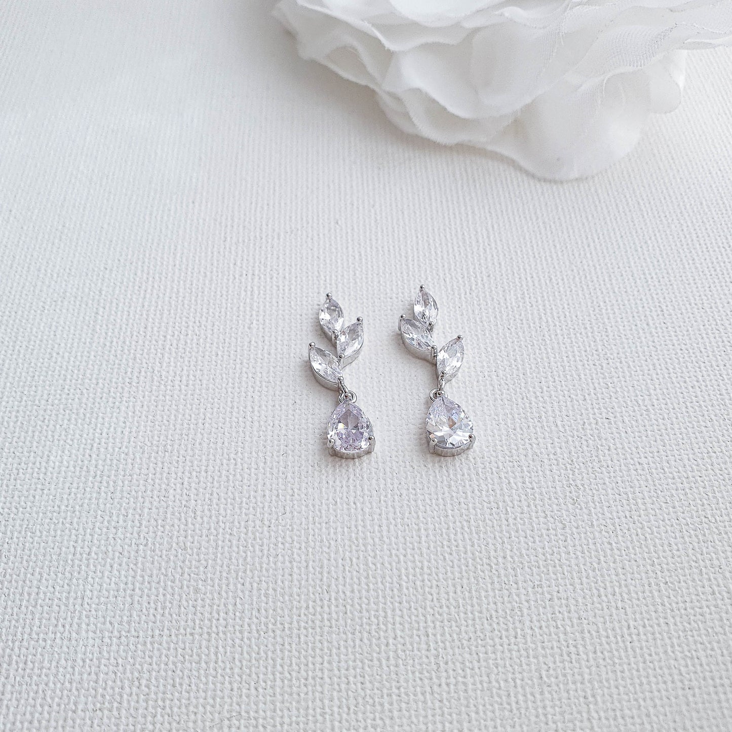 Small Leaf Rose Gold Drop Earrings-Taylor