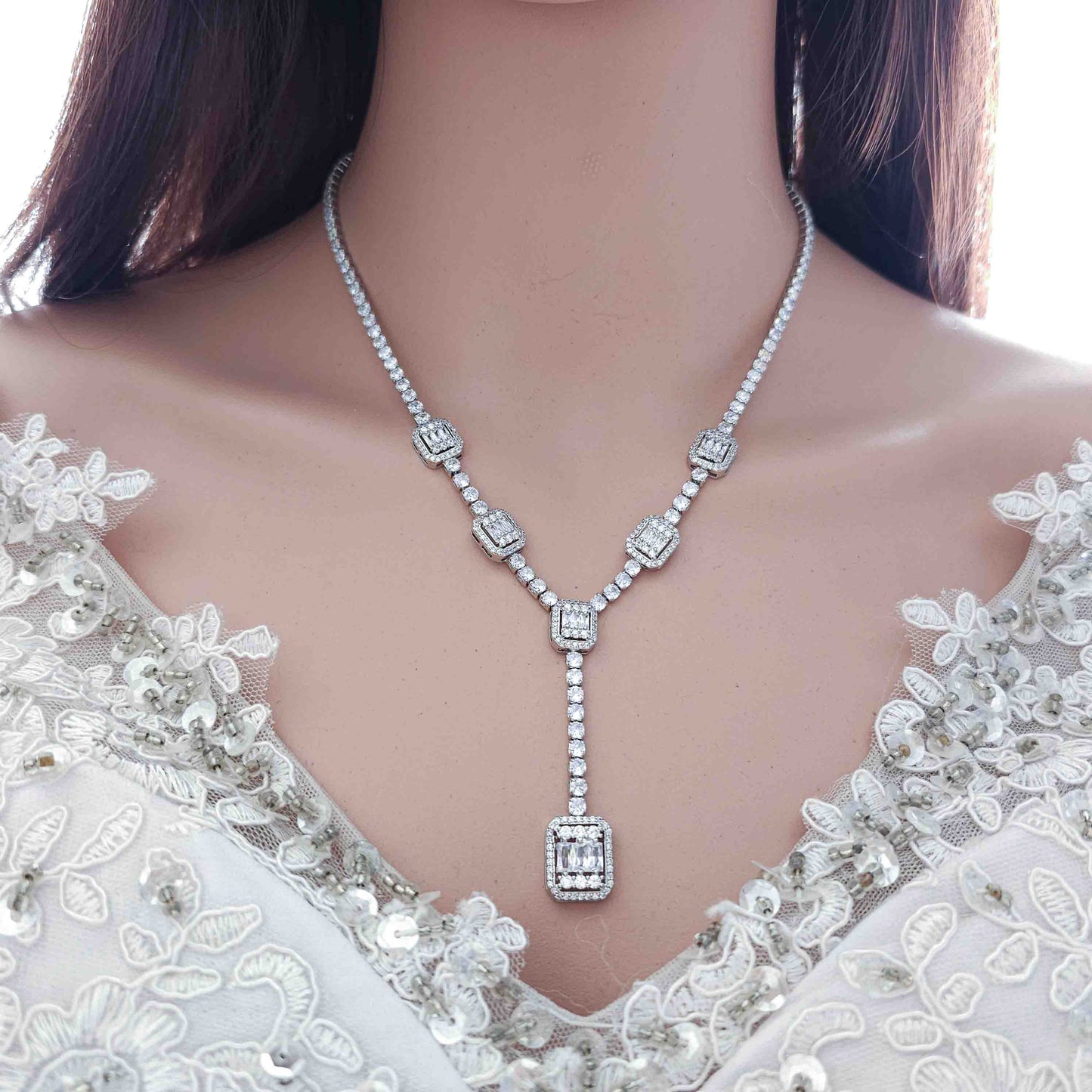 Classic Necklace Set with Earrings for Wedding-Edith