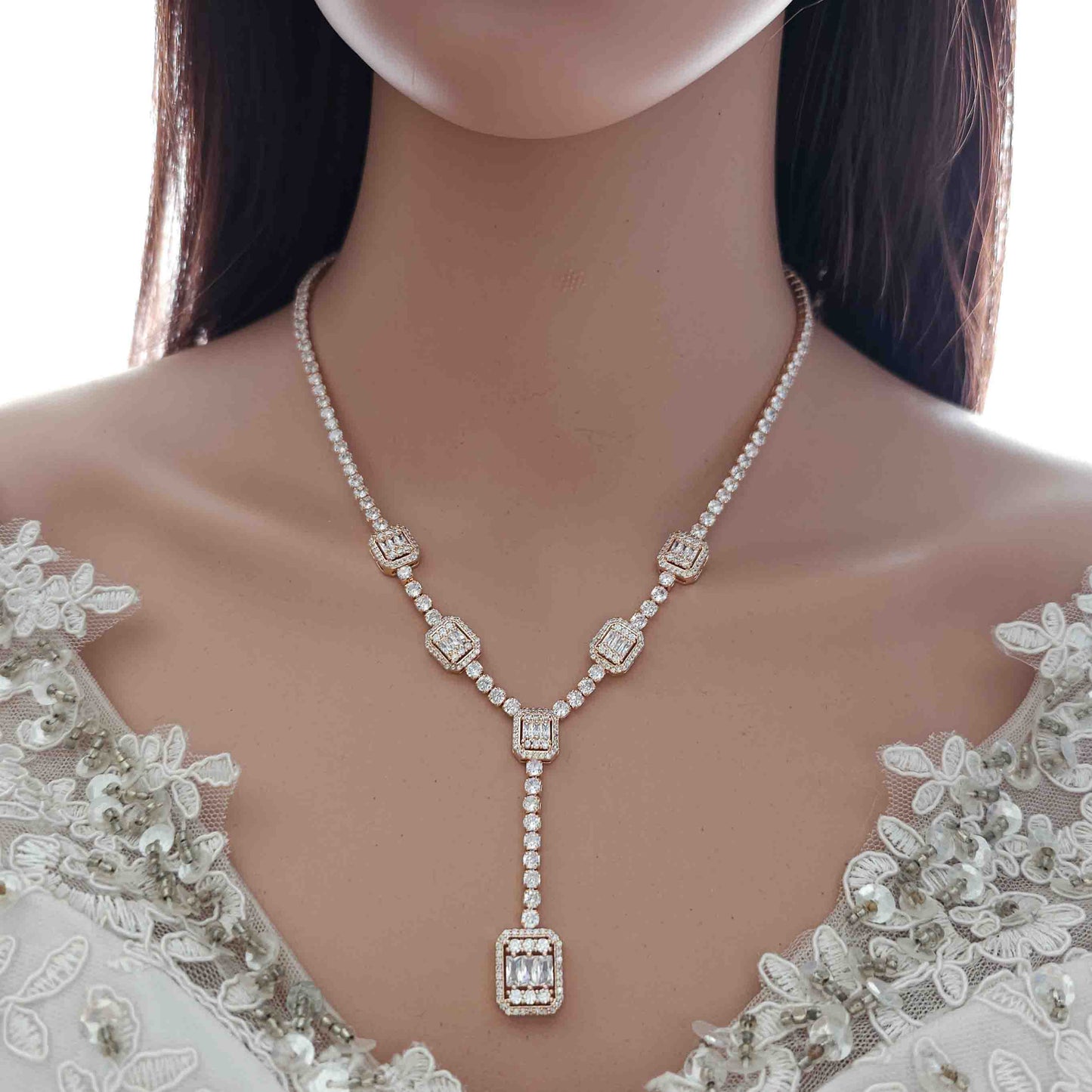 “T” Drop Necklace for Wedding and Formal-Edith