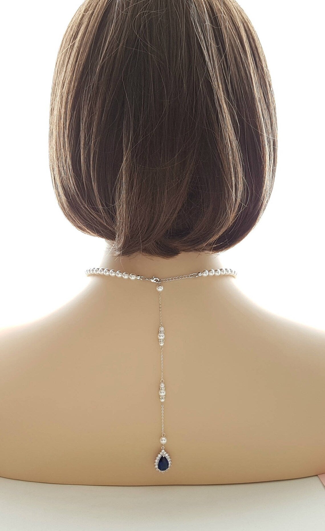 Bridal Pearl Necklace with Something Blue- Aoi