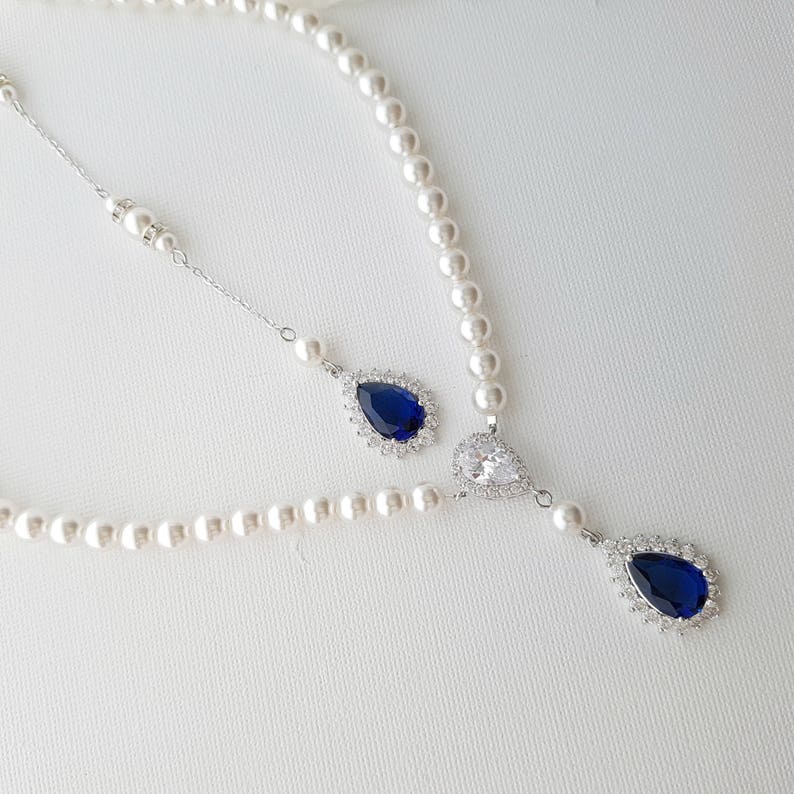Bridal Pearl Necklace with Something Blue- Aoi