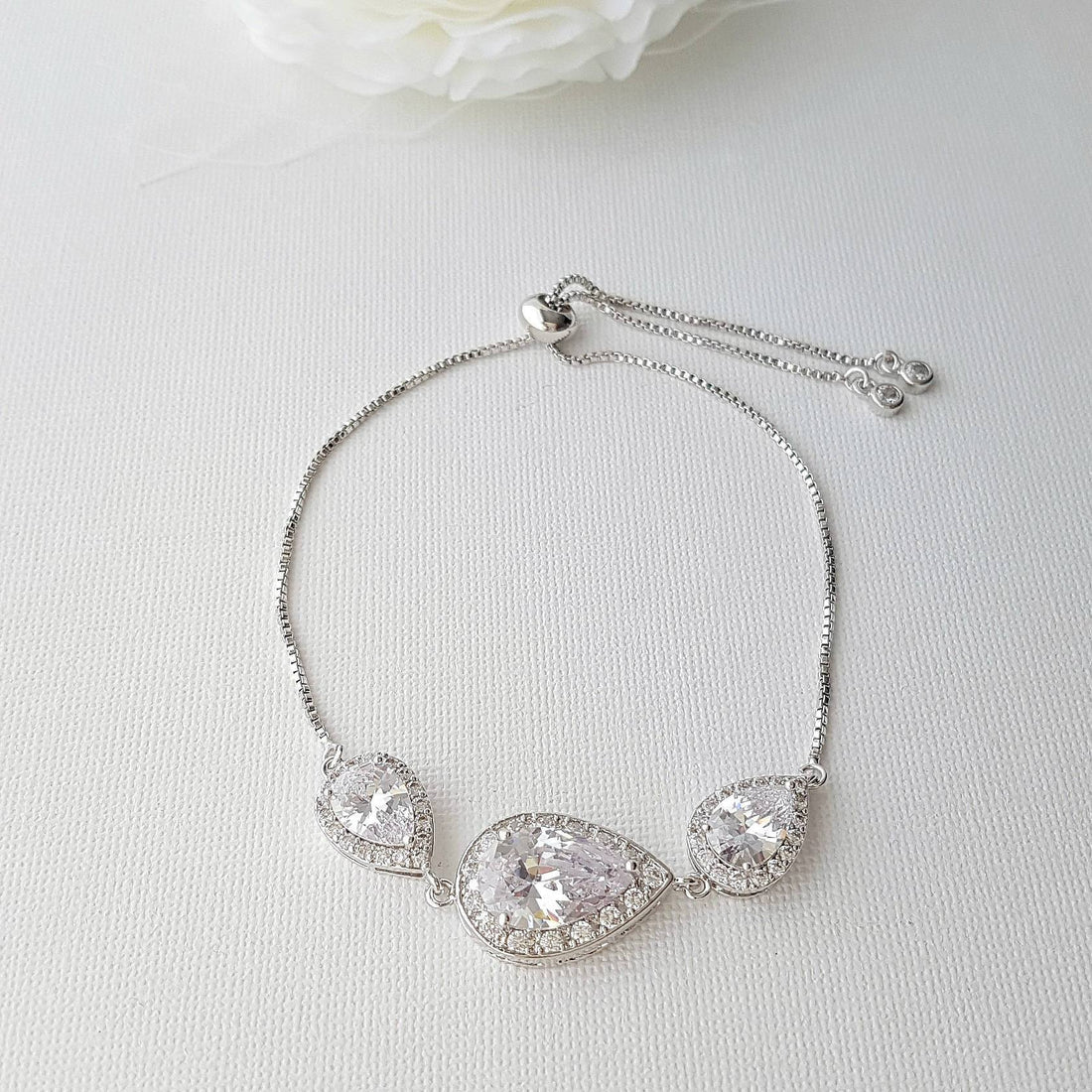 Gold Bridal Bracelet, Gold Wedding Jewelry, Gold Crystal Bracelet, Clear Cubic Zirconia, Gold Teardrop Bracelet, Bridesmaid Bracelet, Evelyn