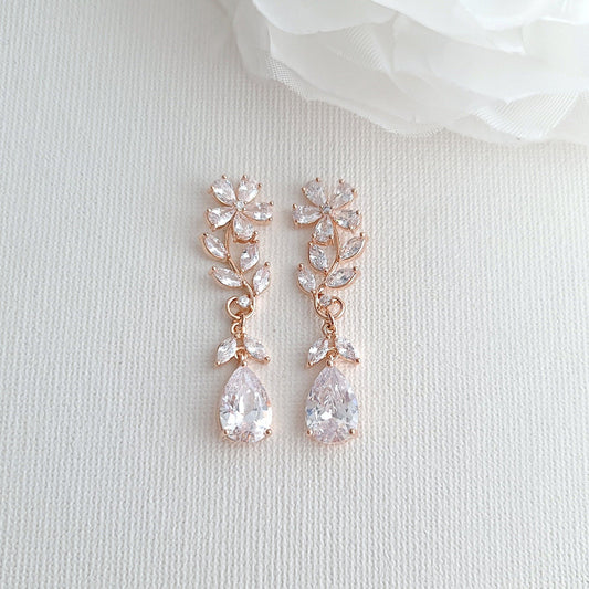 Rose Gold Flower Earrings for Weddings- Daisy