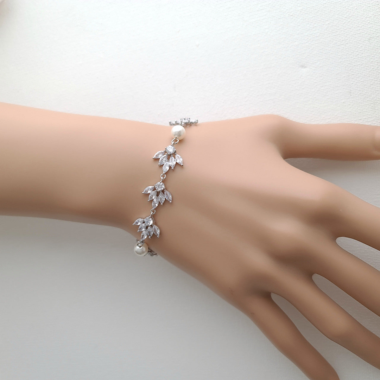 Wedding Earrings and Bracelet Set Silver- Rosa