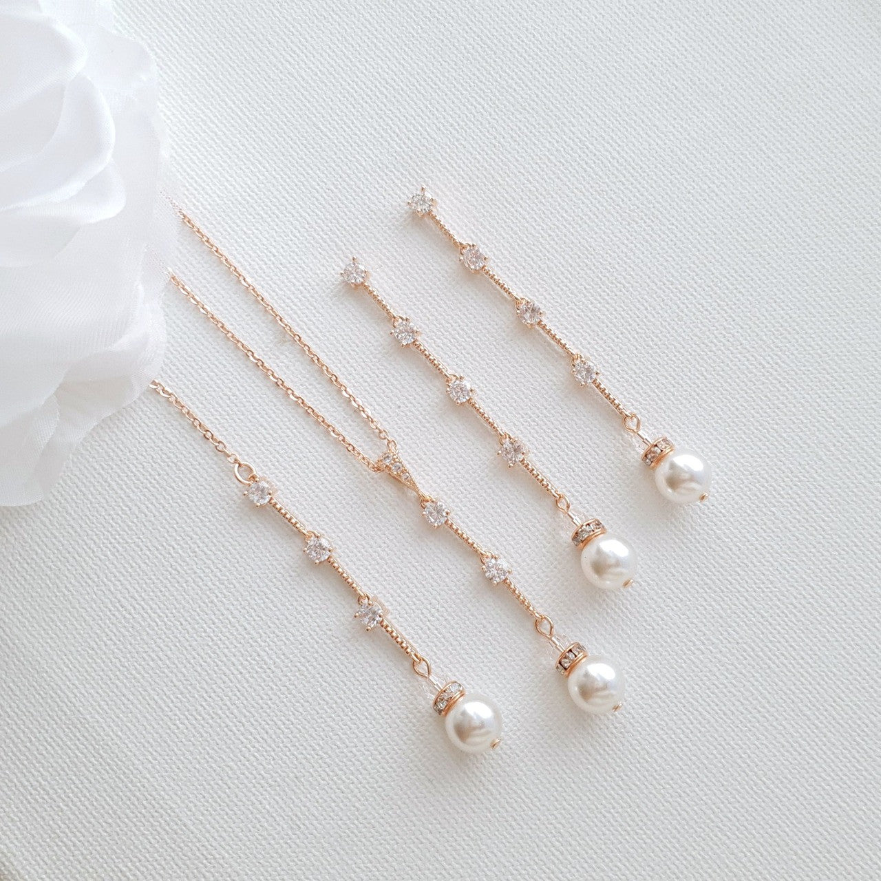 Slim Necklace Earring Bridal Jewelry Set- Ginger