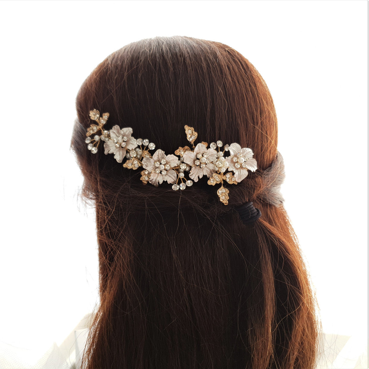 Silver flower Leaf Hair Comb for Weddings-Gardenia