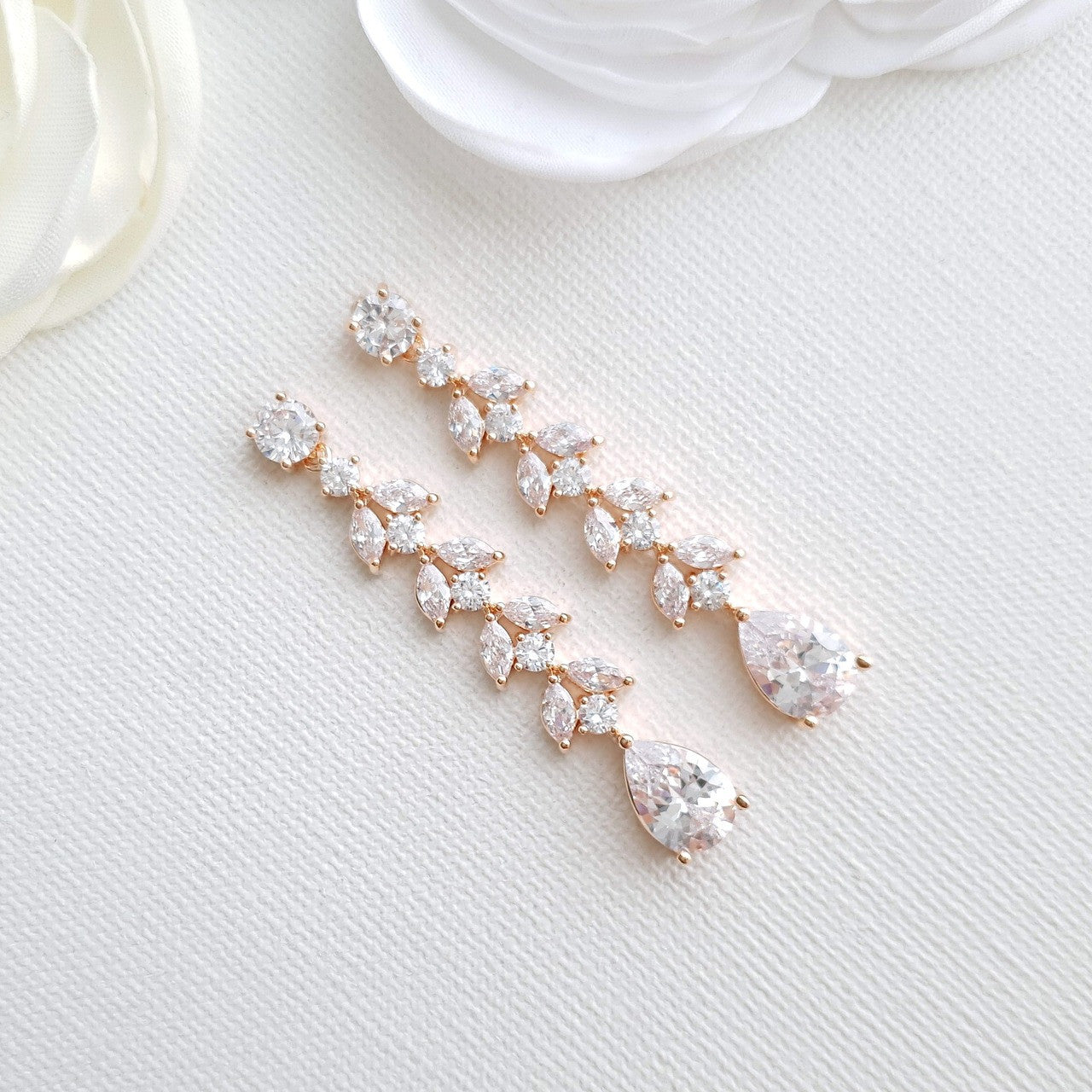Marquise Crystal Earrings in Gold- Kira