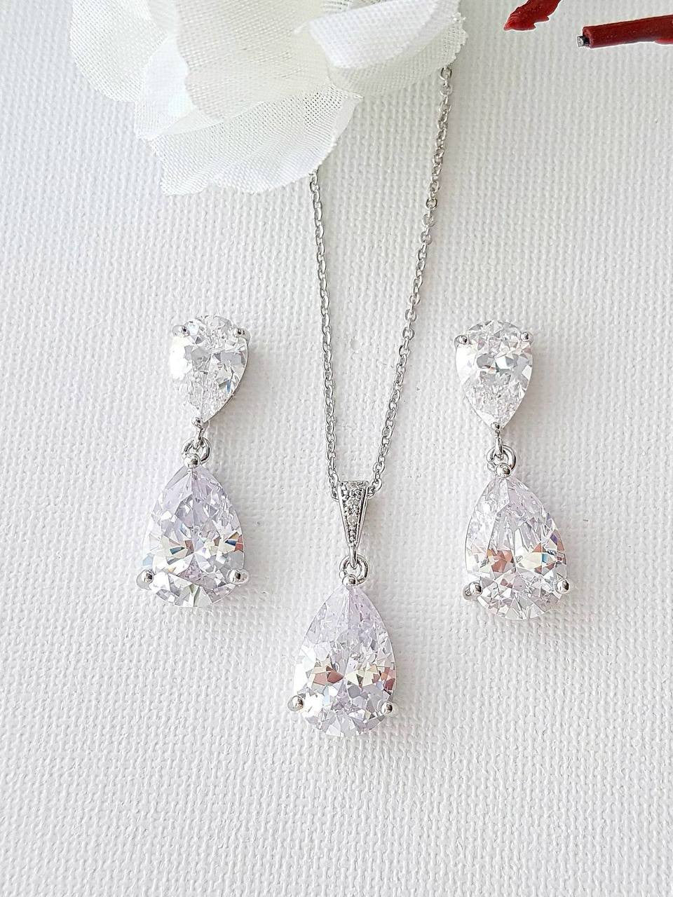 Crystal Bridal Jewelry with Earrings Necklace Set-Clara