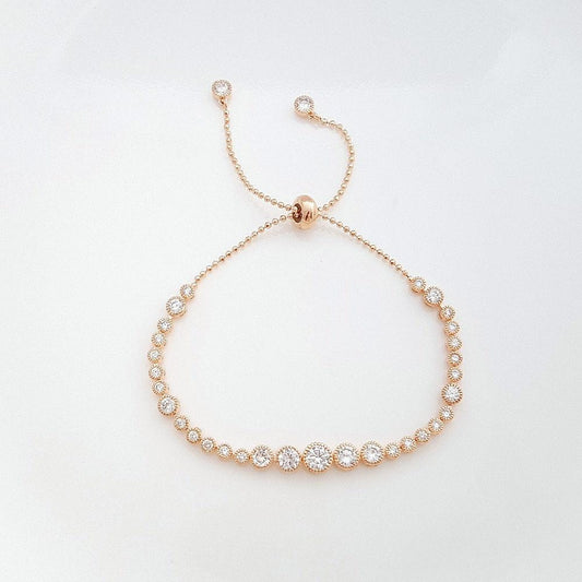 Gold Bridal Bracelet, Gold Bridesmaid Bracelet, Wedding Tennis Bracelet, Rose Gold, Crystal Wedding Bracelet, Wedding Jewelry, Zara