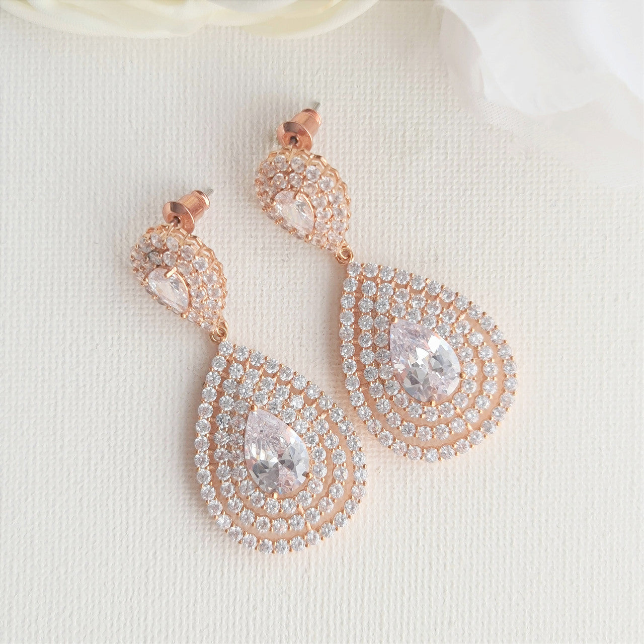 Drop Earrings for Brides Rose Gold-Etta