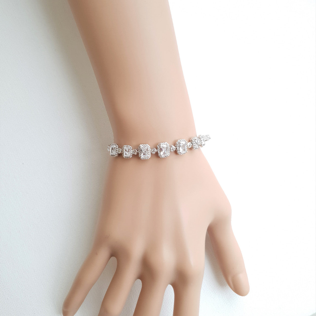 Radiant Cut Cubic Zirconia Bridal Bracelets-Riley