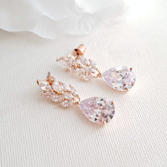 Rose Gold Leaf Earrings- Willow