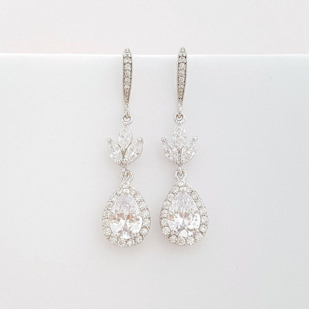 Silver Hook Earrings for Weddings & Brides- Lotus