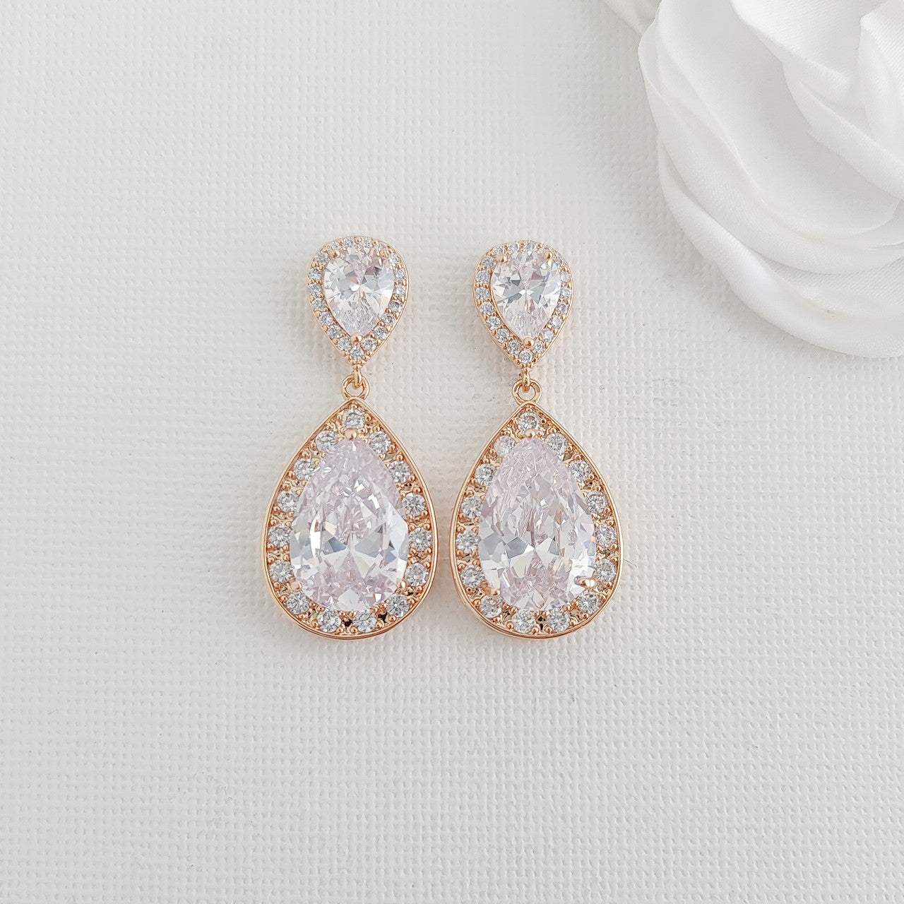 Gold Bridal Earrings-Evelyn