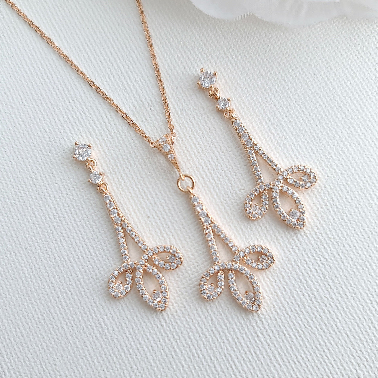 Modern Rose Gold Wedding Jewelry Set for Brides-Allison