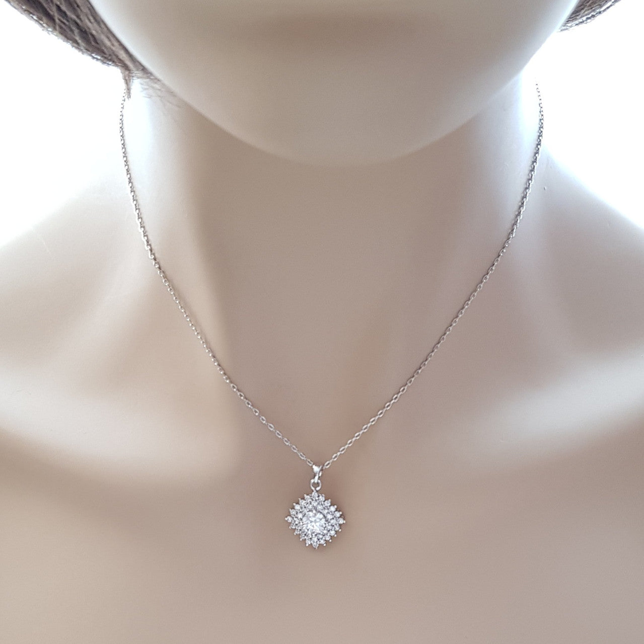 Rhombus Pendant In Cubic Zirconia-Bright