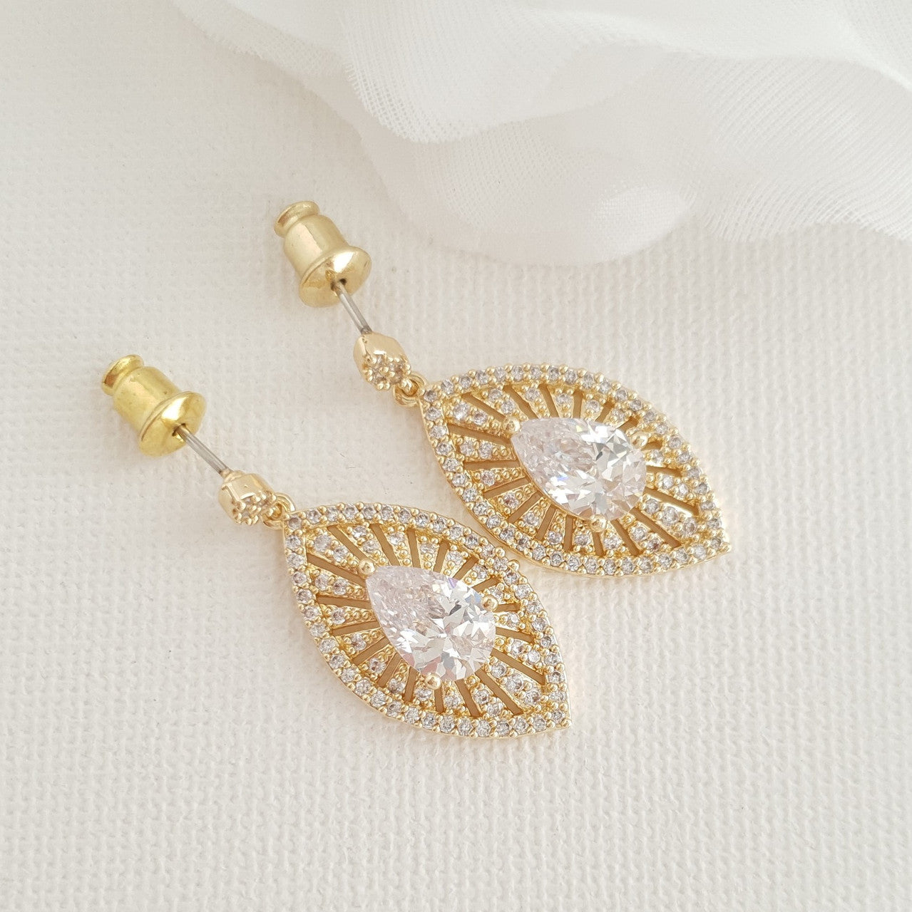 Short Drop Bridal Earrings-Zoey