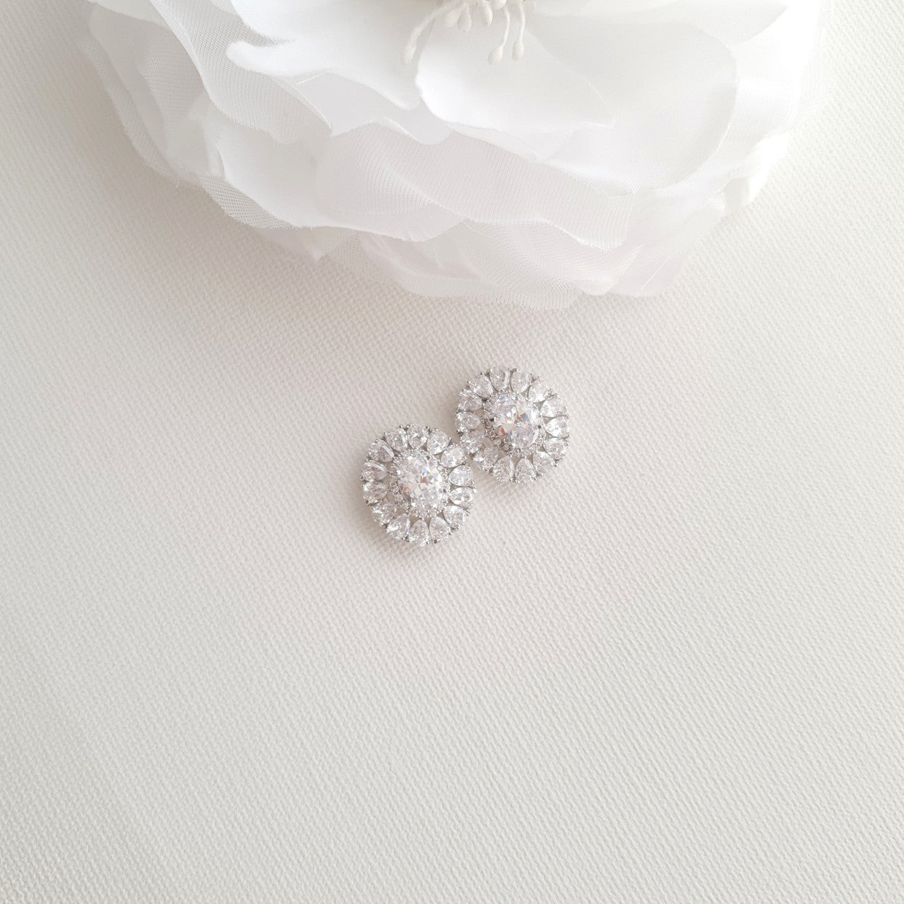 Oval Stud Earrings for Brides-Indigo