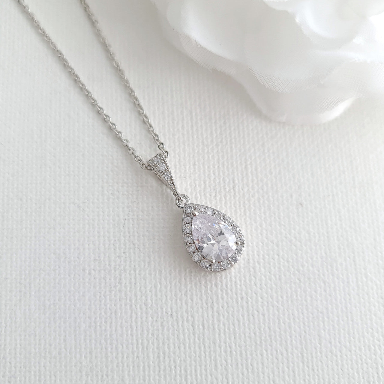 Rose Gold Necklace with Small Teardrop Pendant-Emma