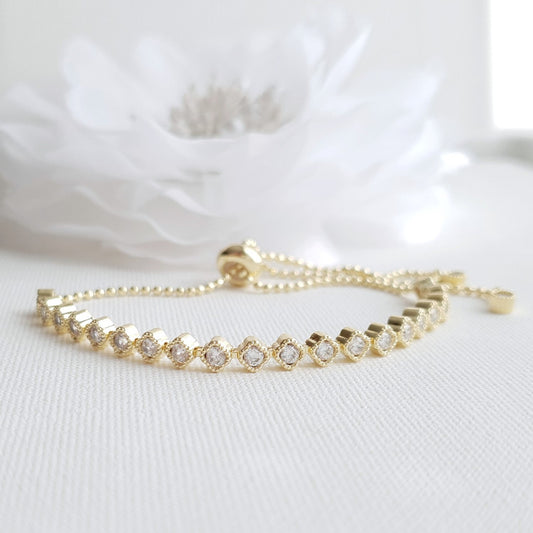 Delicate Gold Bracelet for Weddings-Celia