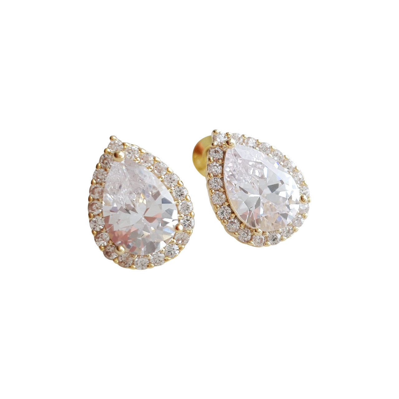 Gold Teardrop Stud Earrings- Emma