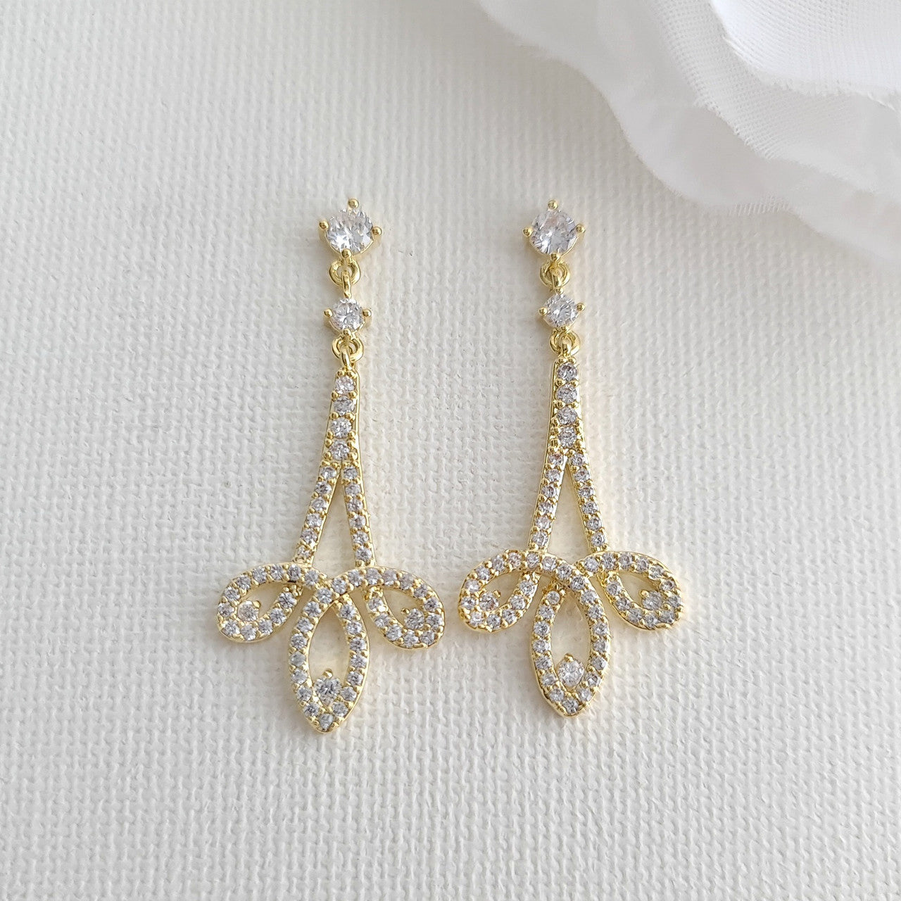 Silver & Cubic Zirconia Drop Earrings- Allison