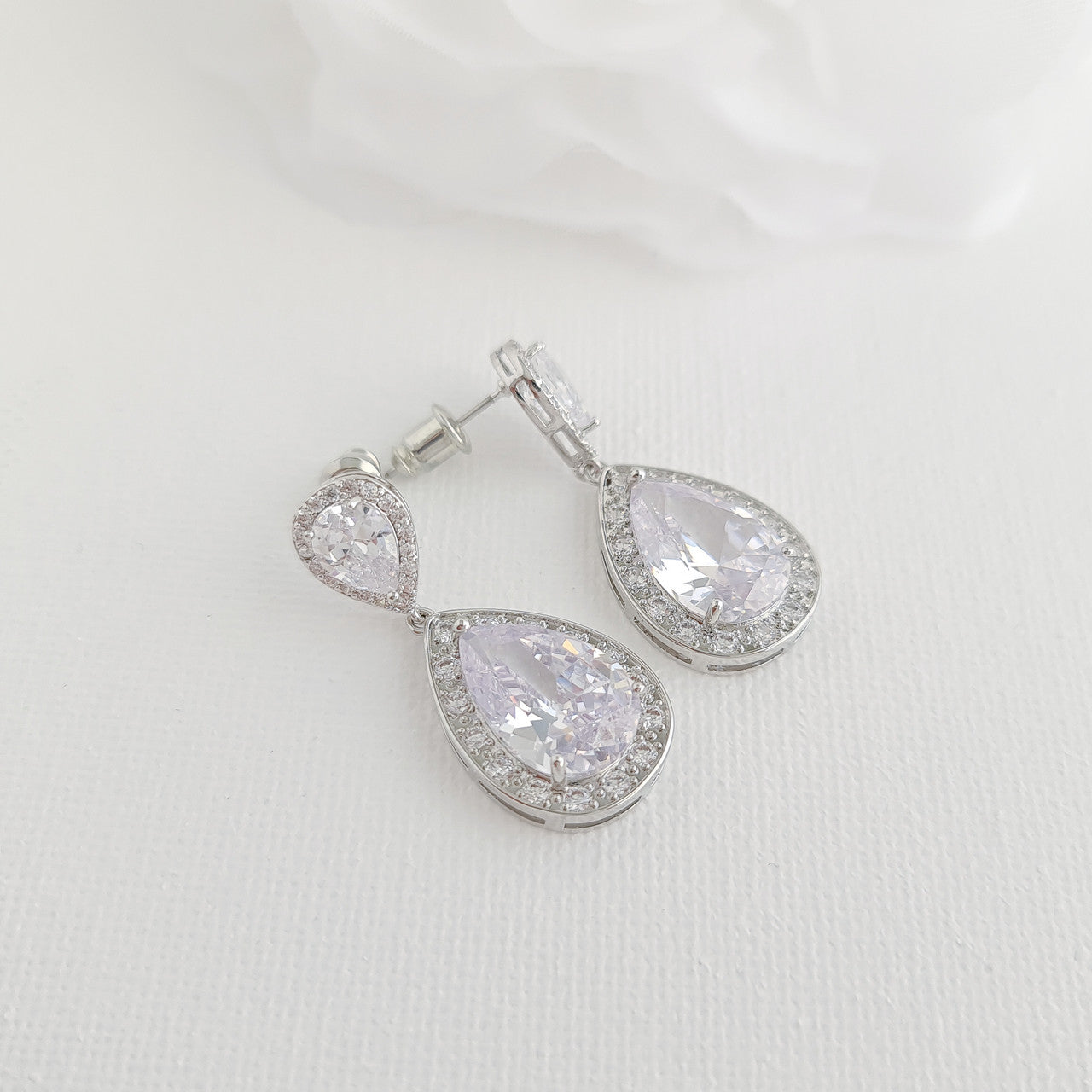 Wedding Earrings in Crystal Teardrops for Brides- Evelyn