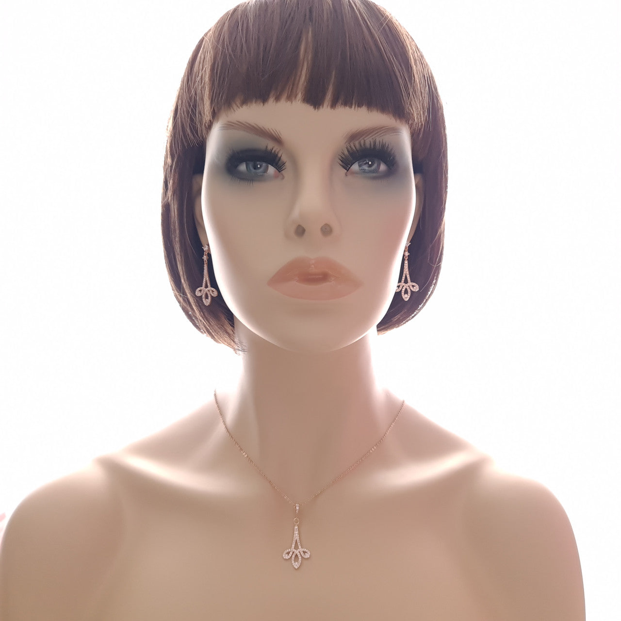 Rose Gold Cubic Zirconia Earrings-Allison
