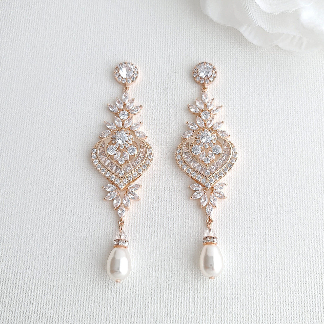 Bridal Statement Earrings and Bracelet Set- Rosa