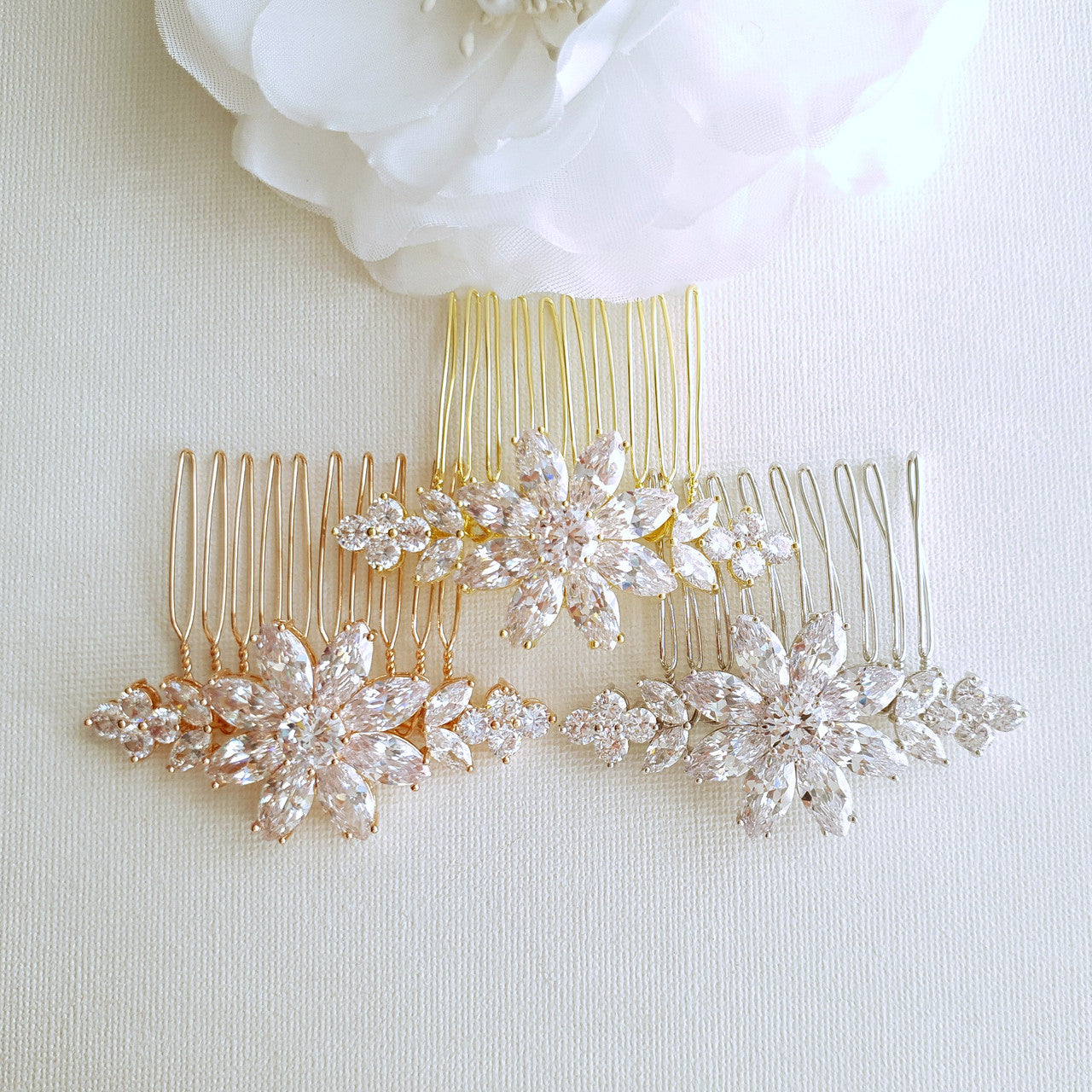 Gold Hair Combs for Weddings-Daisy