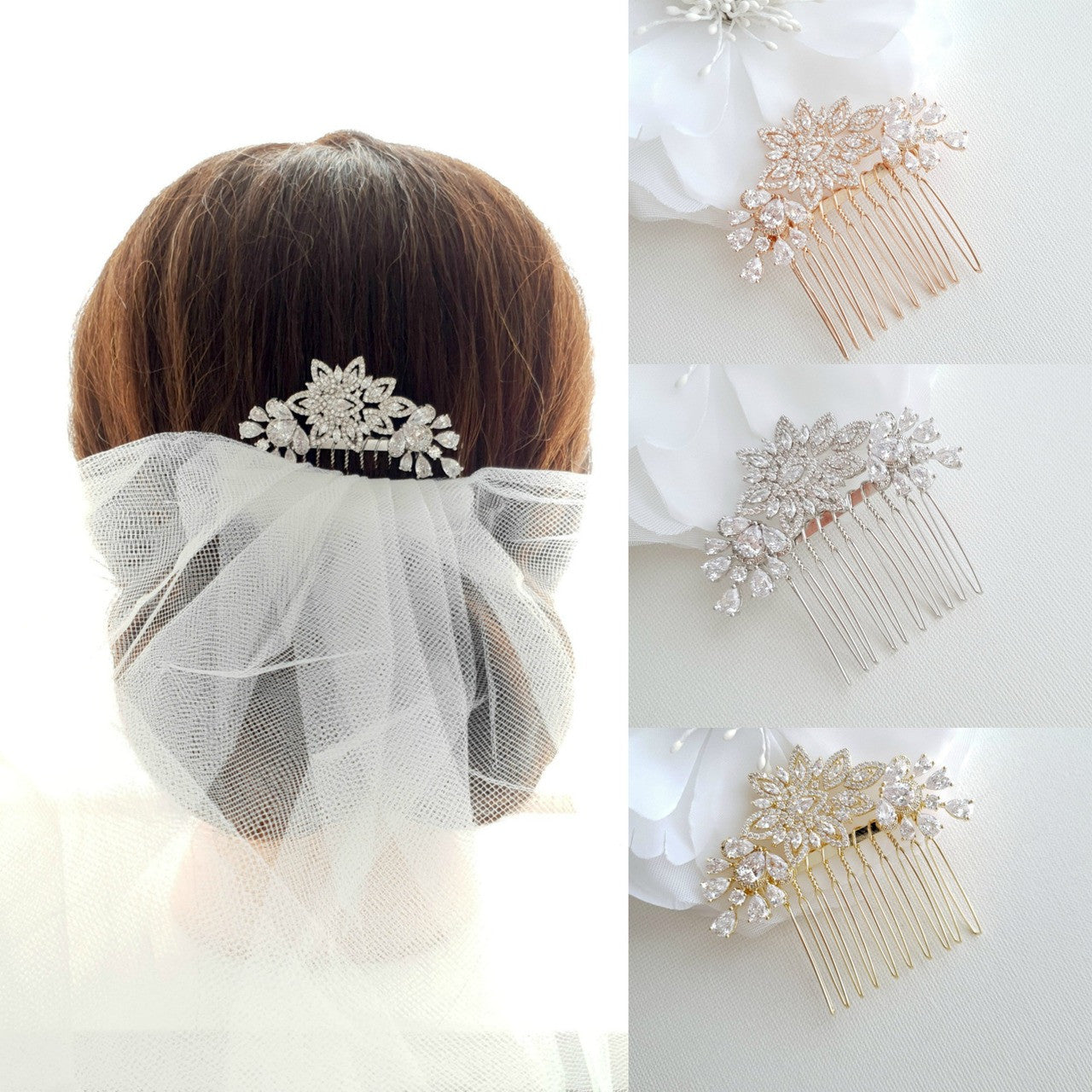 Jeweled Bridal Hair Combs- Lara