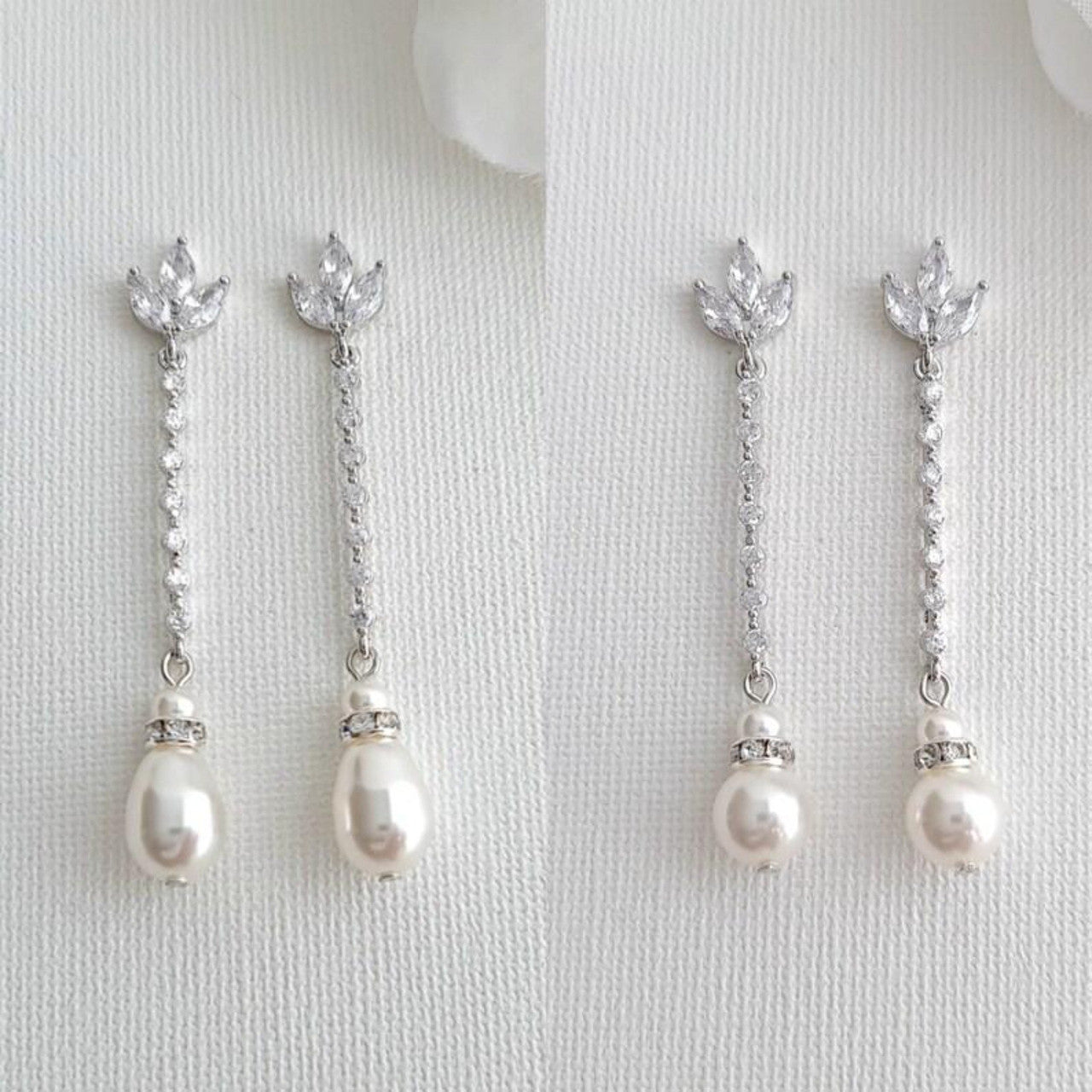 Long Pearl Drop Earrings and Necklace Set- Jodi