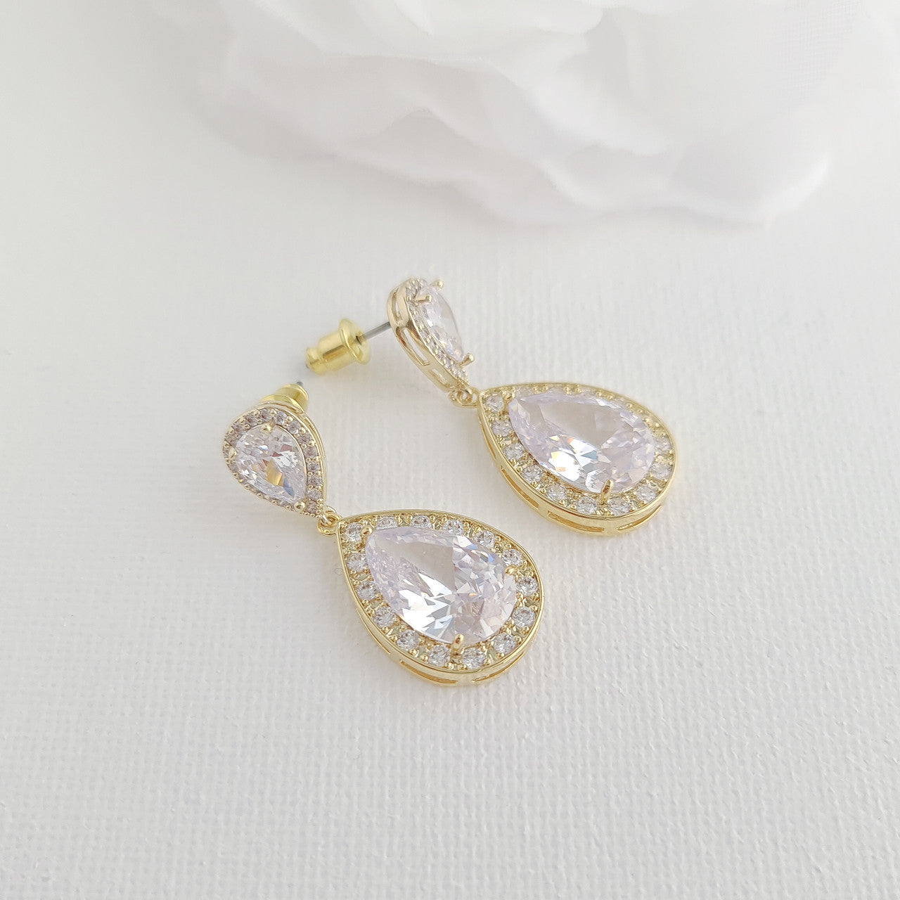 Wedding Earrings in Crystal Teardrops for Brides- Evelyn