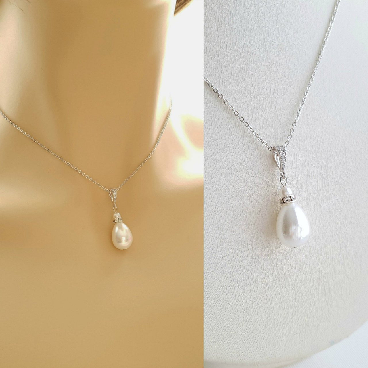 pearl wedding necklace for brides and bridesmaids- Poetry Designs