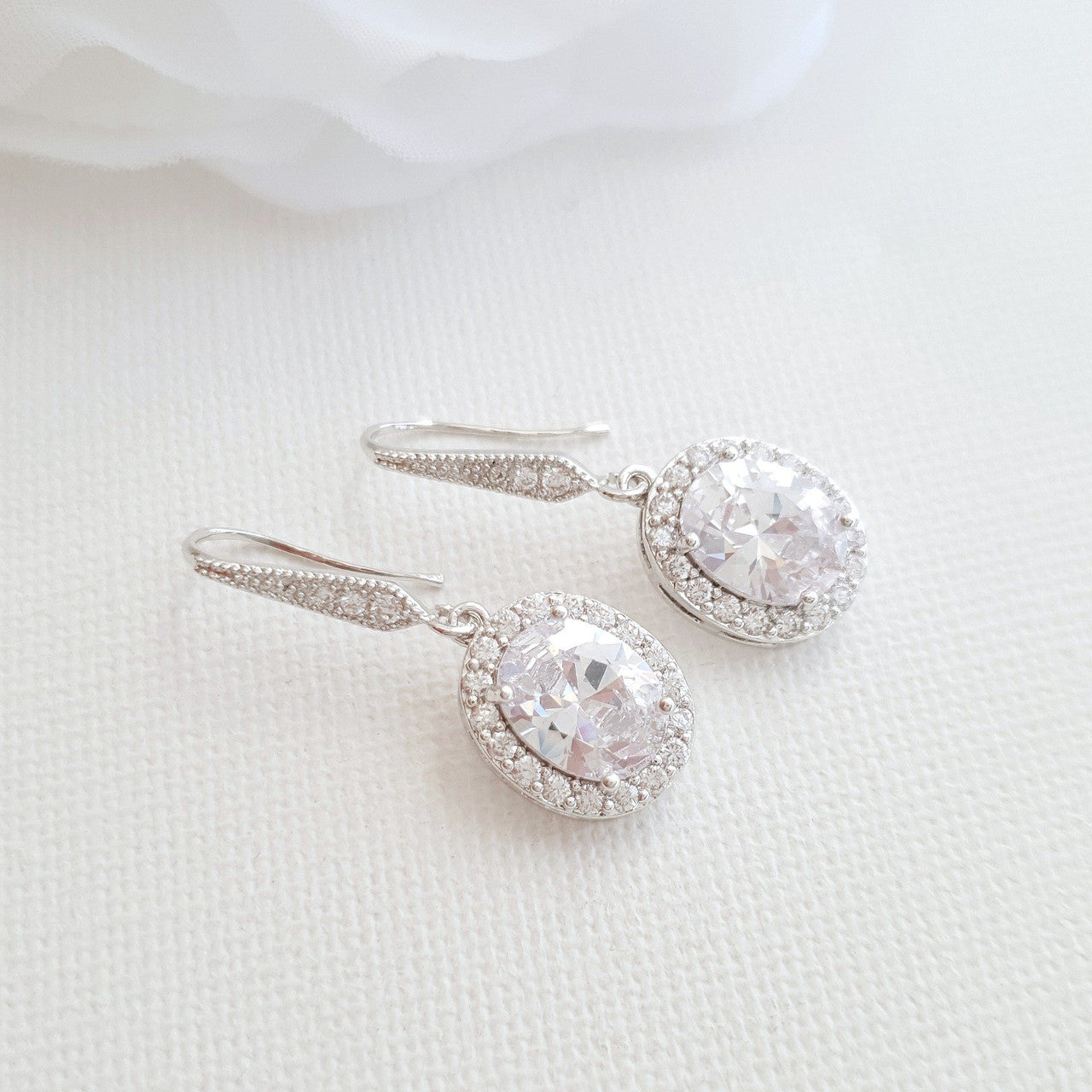 Small dangly bridal Earrings with Decorative ear hooks- Poetry Designs