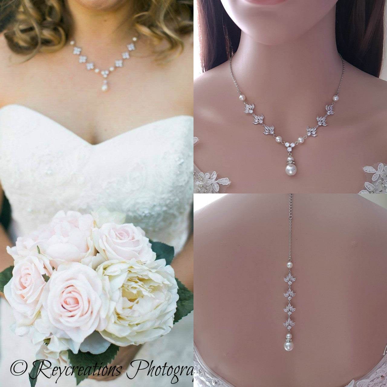 Gold Crystal Backdrop Necklace - Rosa