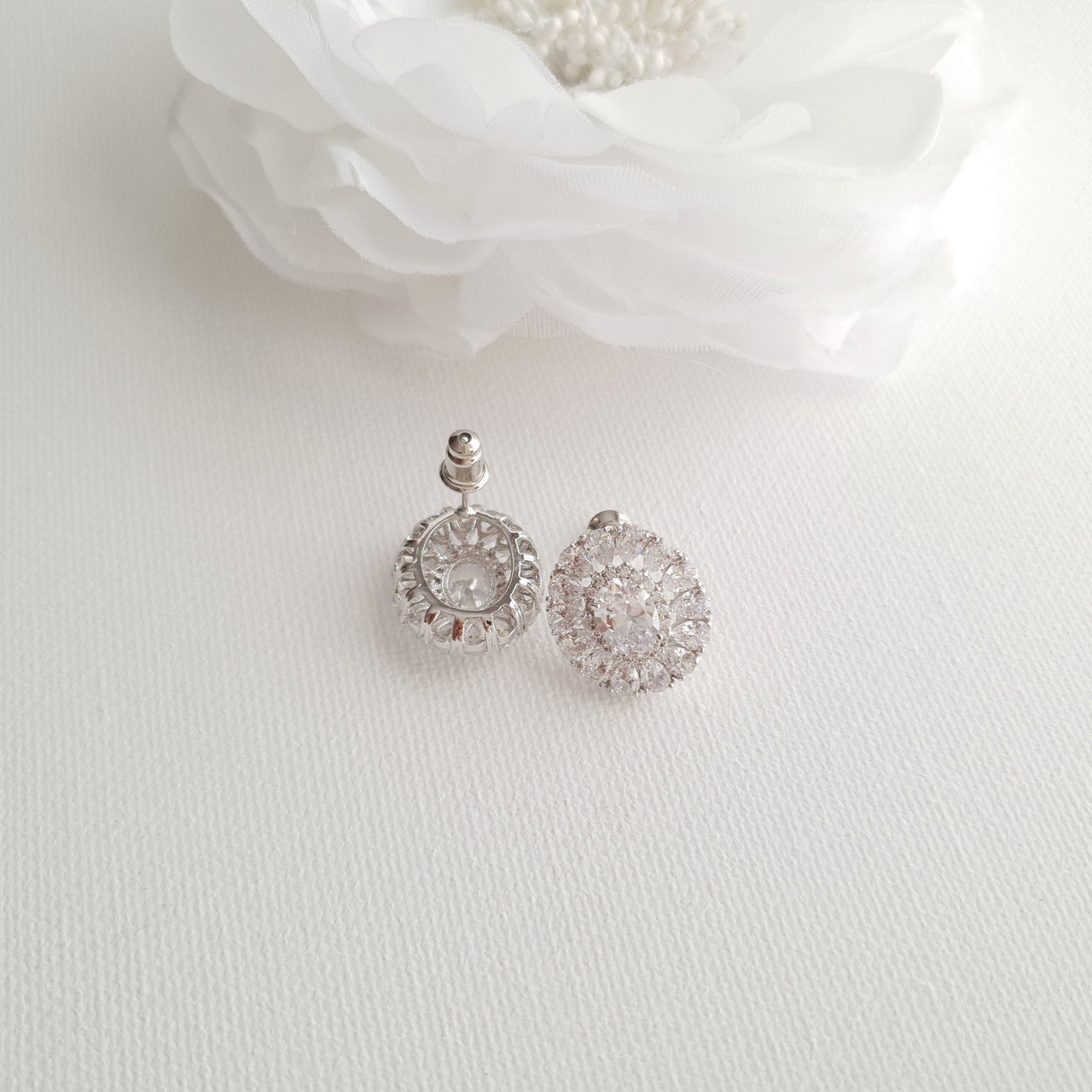 Oval Stud Earrings for Brides-Indigo