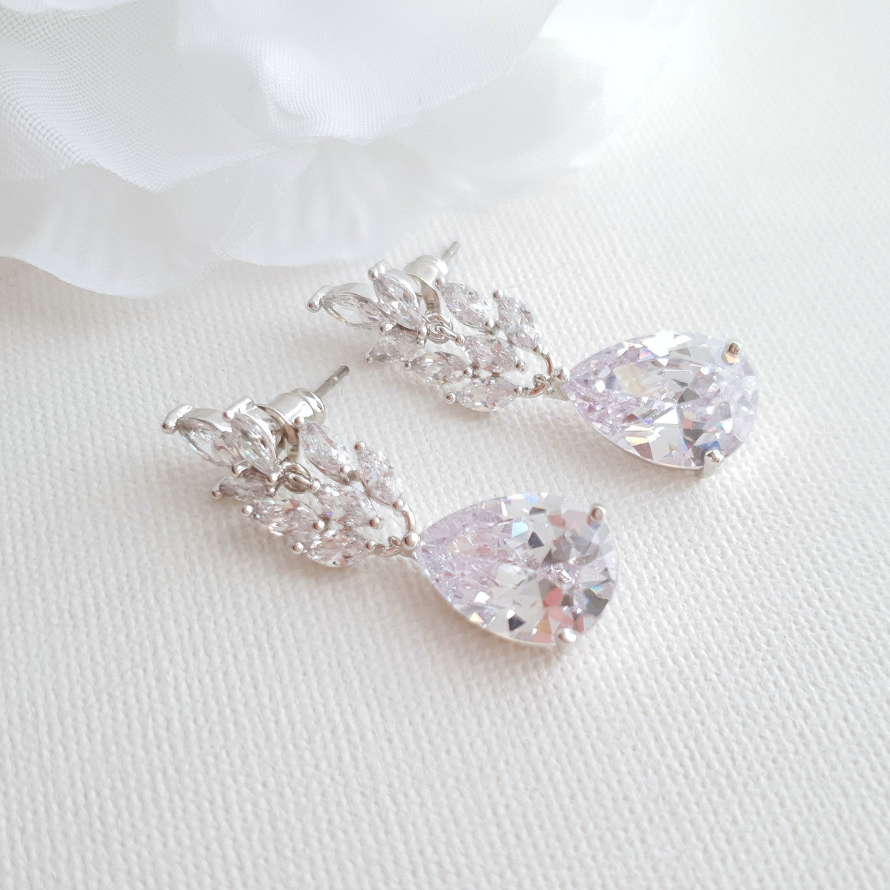 Rose Gold Leaf Bridal Earrings-Willow