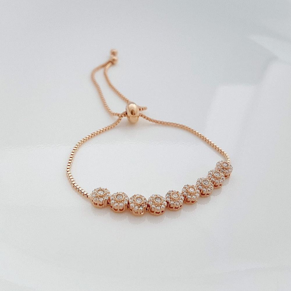 Rose Gold Bridal Bracelet, Bangle Bracelet, Wedding Jewelry, Gold, Crystal Bridal Bracelet, Adjustable Slide Bracelet, Reagan Bracelet