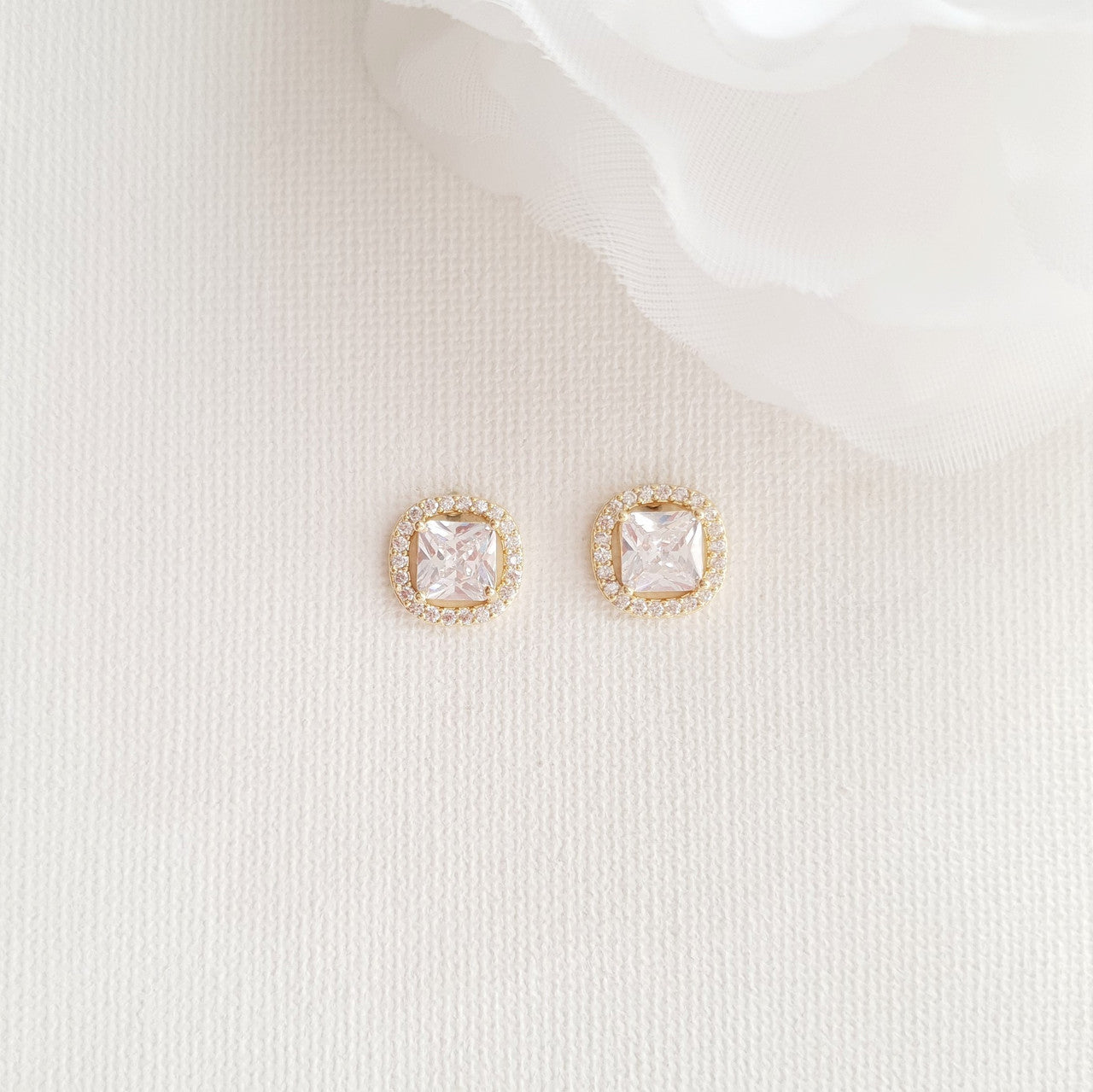 Bridesmaids Stud Earrings in Rose Gold-Piper