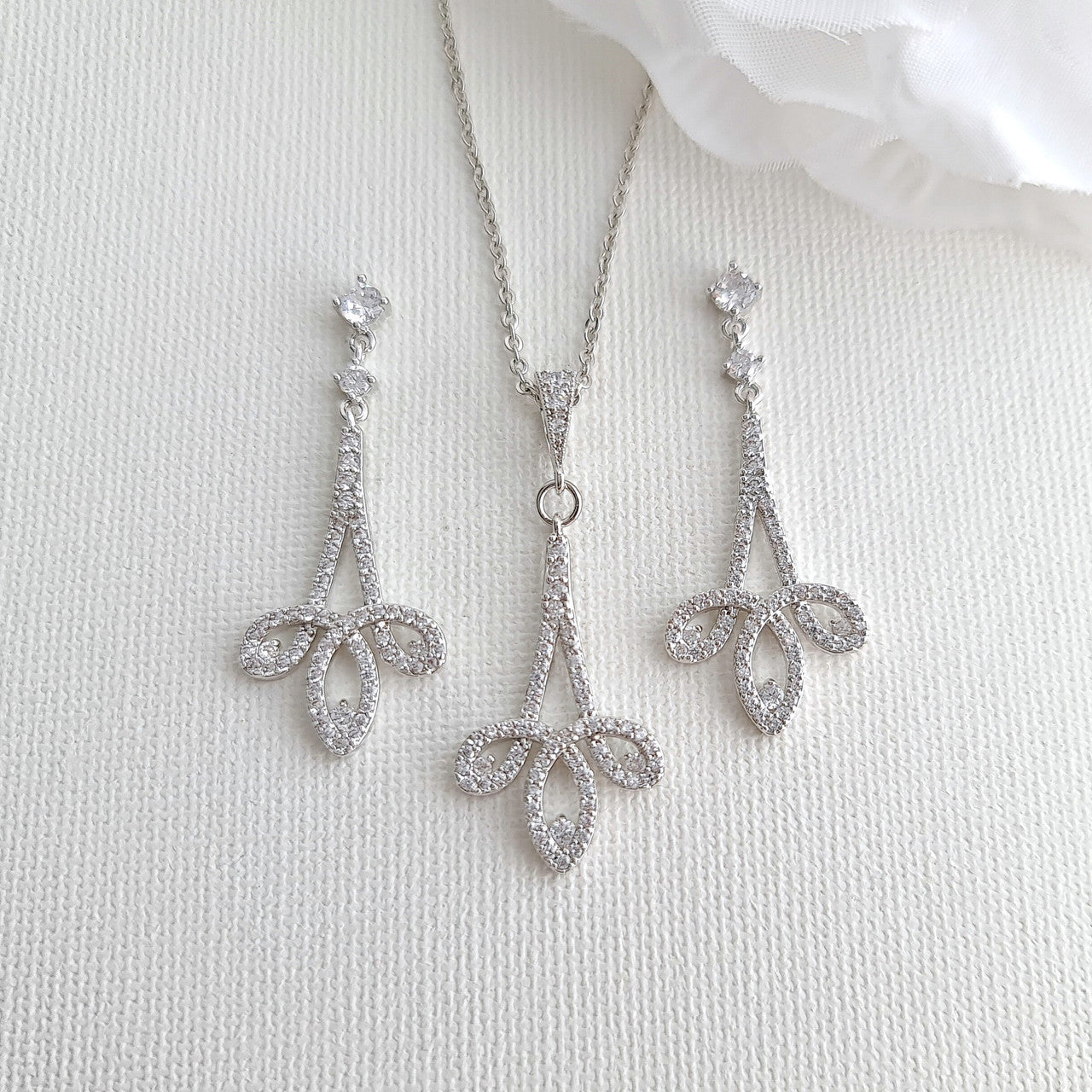 Modern Rose Gold Wedding Jewelry Set for Brides-Allison