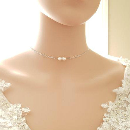 Pearl Backdrop Bridal Necklace In Gold- AVA