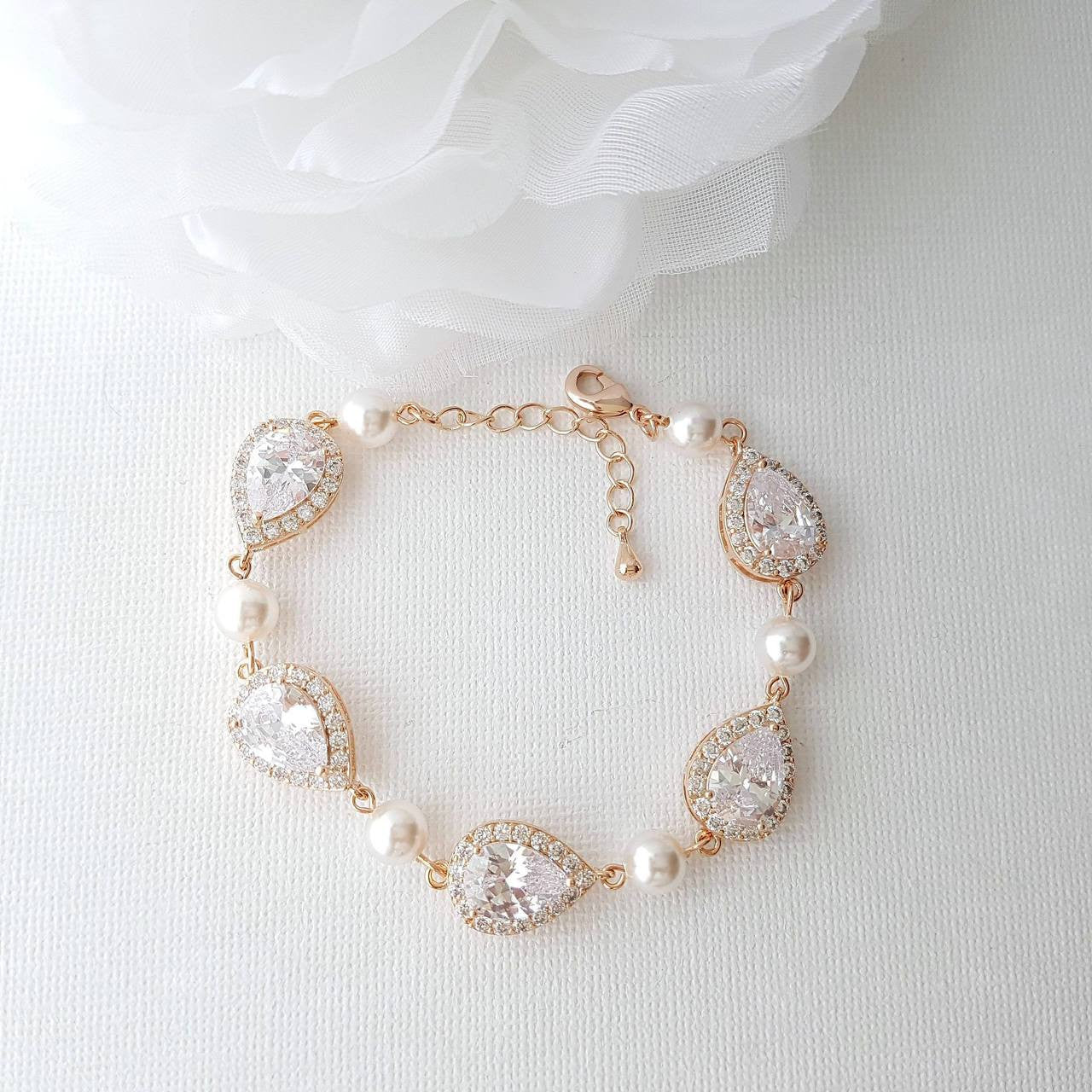 Rose Gold & Pearl Bracelet-Emma