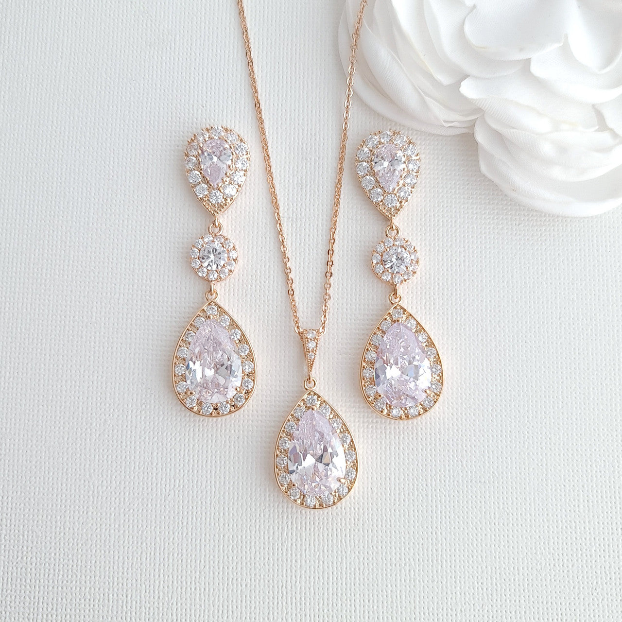 Gold Wedding Jewelry Sets for Brides With Earrings Necklace Together- Penelope