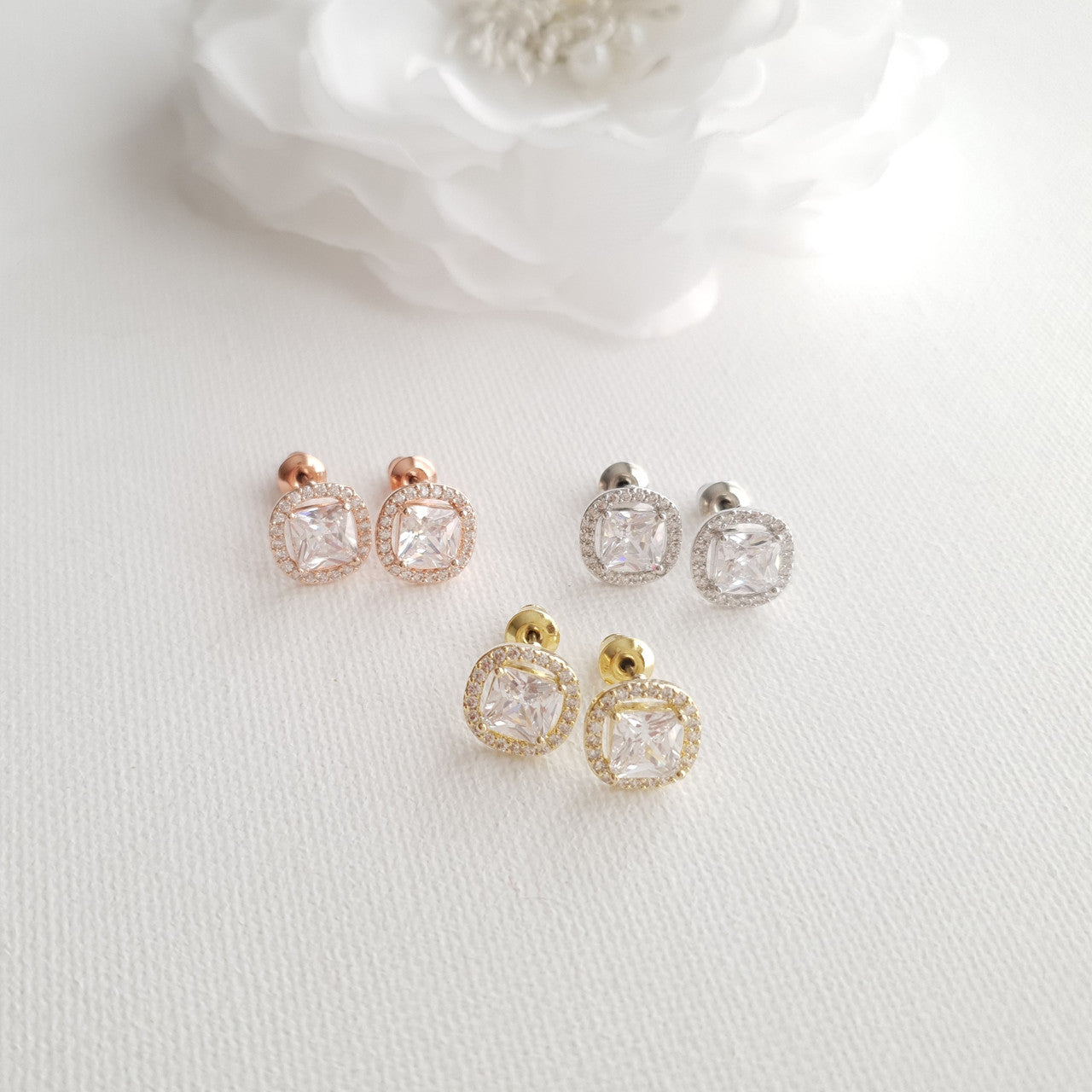 Gold Stud Earrings for Bridal Party-Piper