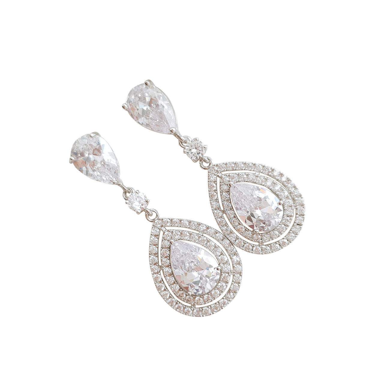 Rose Gold Crystal Teardrop Earrings for Weddings- Joni