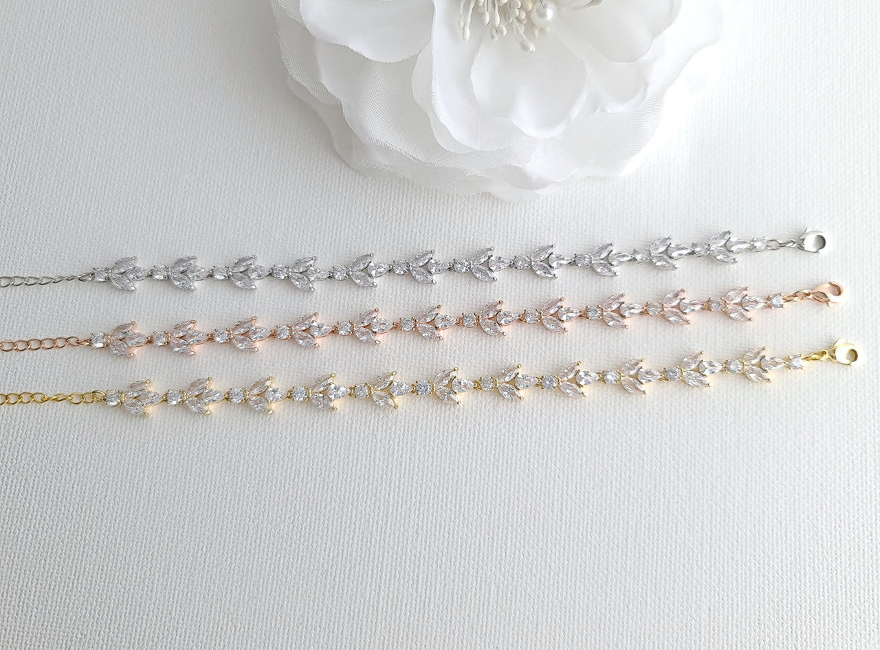 Light Gold Colour Bridal Bracelet-Anya